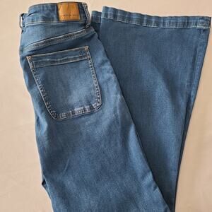 Womens American Eagle Super High-Rise Flare Button Fly Jeans Size 12 Blue